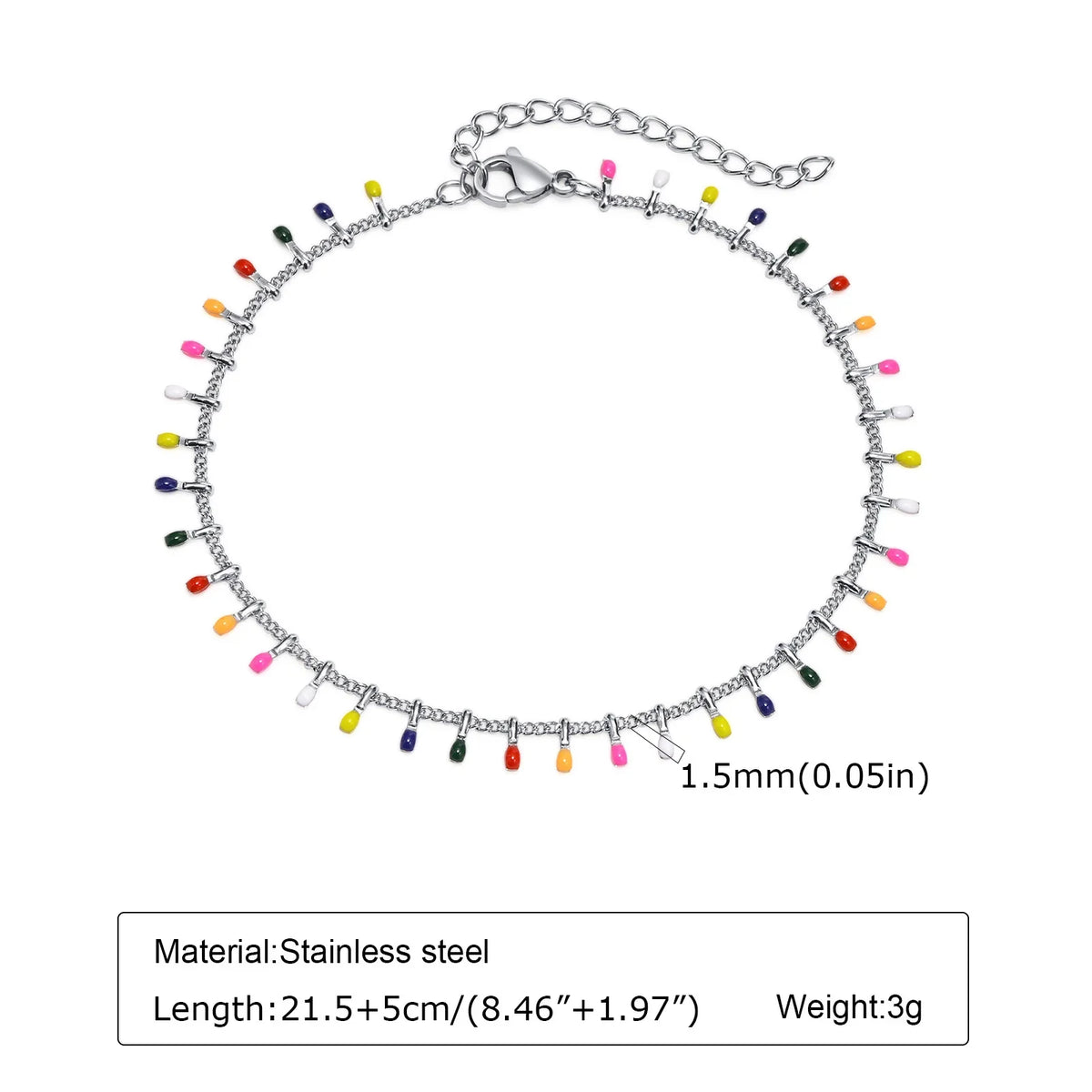 Silver Color Anklet Bracelets for Women Waterproof, Stainless Steel Layered Cuban Chain Herringbone Anklets Summer Beach Gift