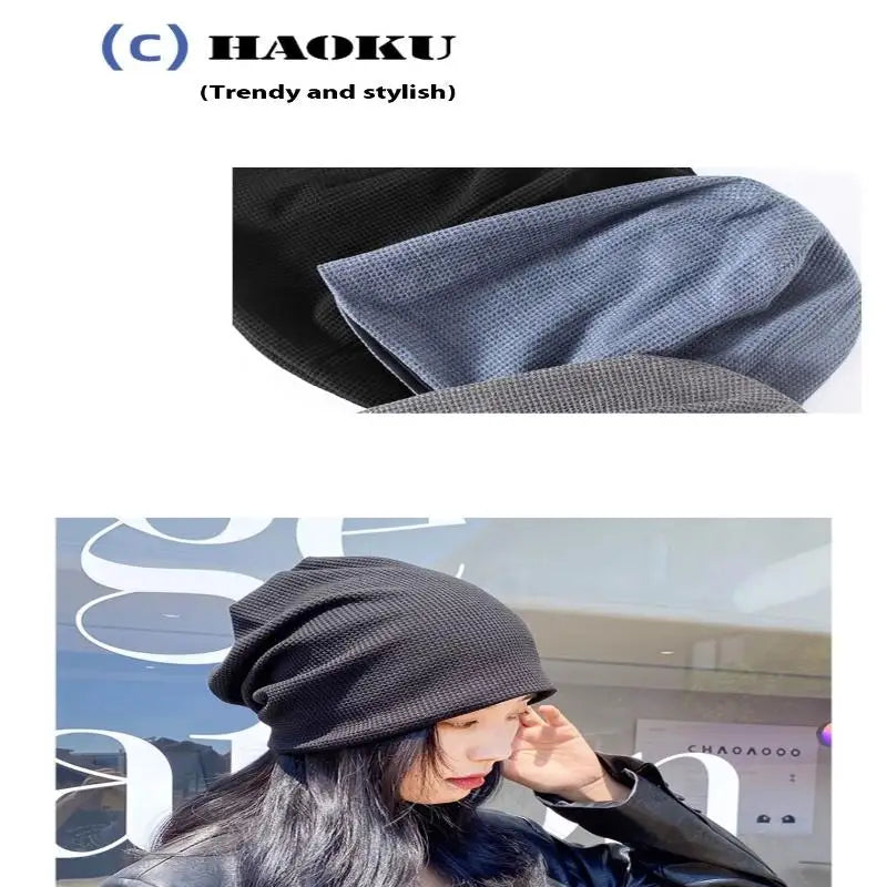 Casual Keep Warm Thin Knit Hat Cute Outdoor Cold Cap Ear Protection Warm Stack Hat For Men Women