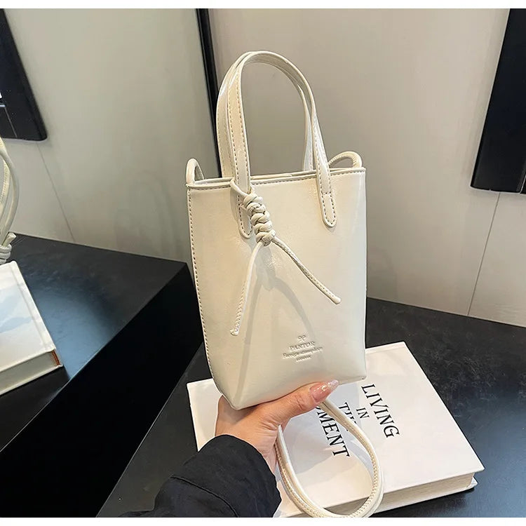 Leather Mini Crossbody Bag for Women | New Korean Fashion Luxury Shoulder Bag & Simple Retro Handbag