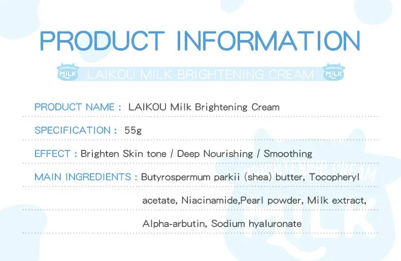 LAIKOU Milk Suyan Carem Anti Wrinkle Whitening Moisturizing Nourish Creams Beauty Aintenance Face Skin Care Cosmetic 55g