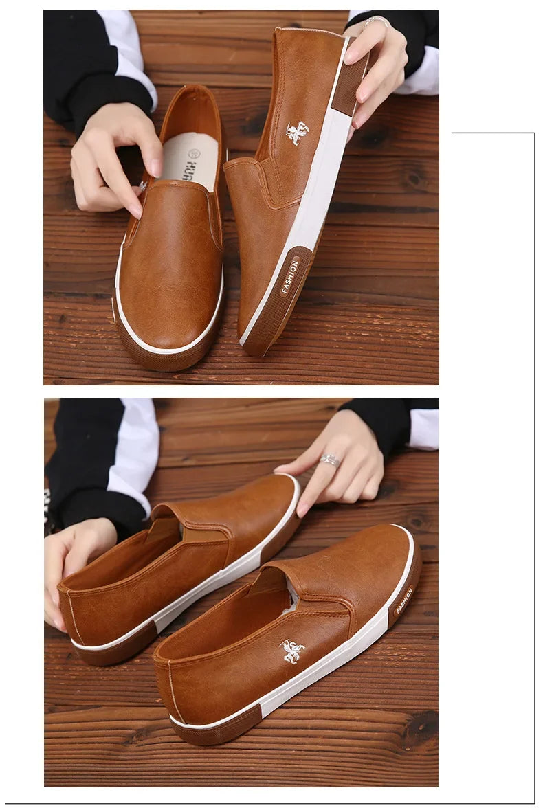 2026 New Leather Men's Shoes Luxury Fashion Men Casual Shoes Retro Comfortable Loafers High Quality Men's Sneakers Driving Shoes
