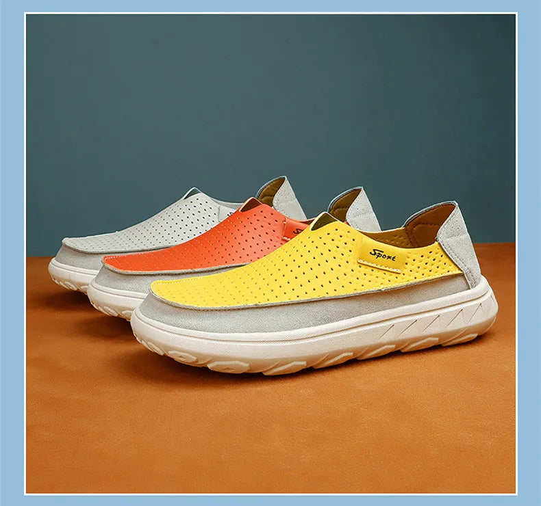 2026 New Men's Casual Shoes Fashion Comfortable Men's Shoes High Quality Leather Men Driving Shoes Handmade Flat Shoes Size 46