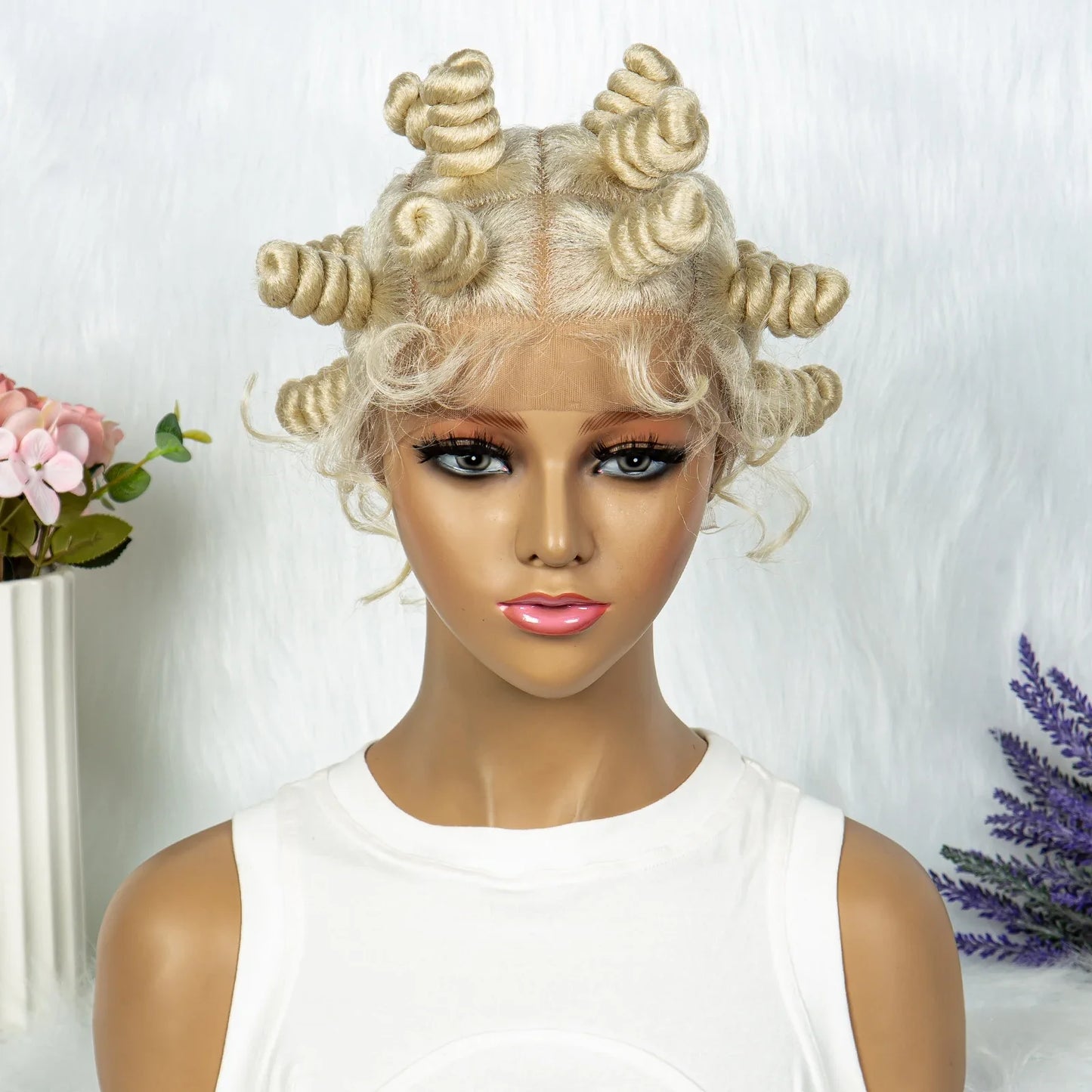 Knotless Braids Wig with Twist Buns | Full Lace African Braiding Hair