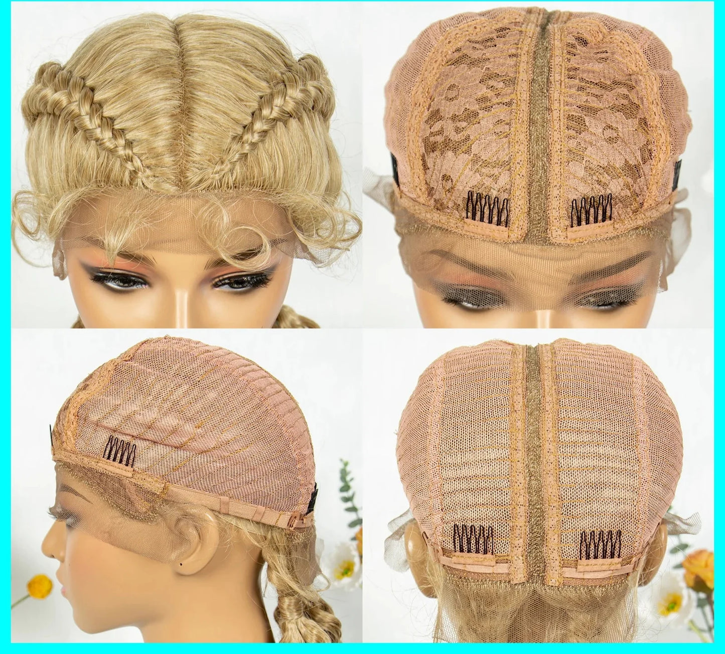 KIMA Blonde Dutch Twins Braids Wig | Full Lace Cornrows & Curly Ends