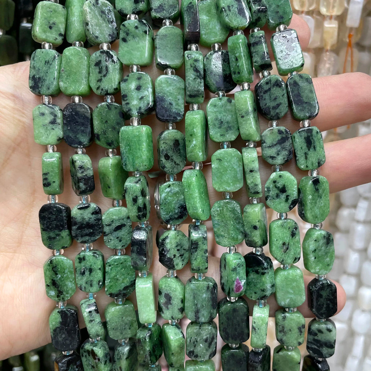 Natural Stone Flat Rectangle Amethyst Lapis Lazuli Quartz Apatite Spacer Beads For Jewelry Making Diy Bracelet Accessorie 8*12MM