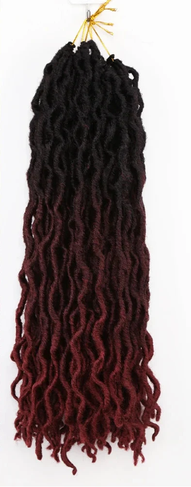 Goddess Faux Locs Crochet Hair | Soft Curly Ombre Dreadlock Extensions (Synthetic Braiding)