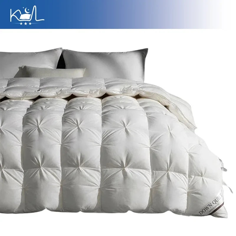 3D Luxury Quilted 100% Premium Goose Down Comforter King Queen Full Size Winter Thick Solid Color Duvet