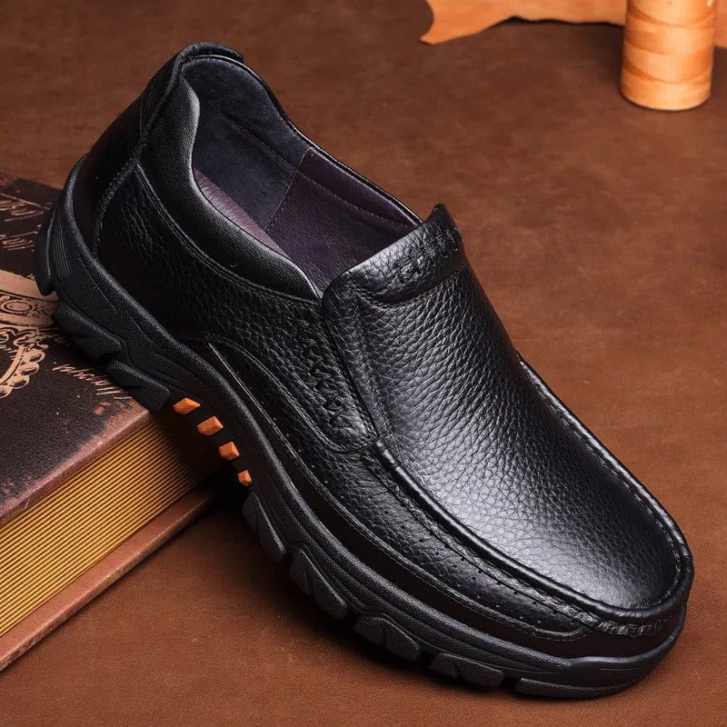 Autumn Genuine Leather Men's Casual Business Leather Shoes Lightweight Breathable Anti Slip Casual Leather Shoes Men Shoes
