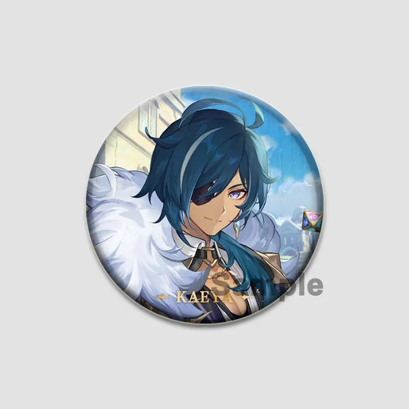 Genshin Impact Game Brooches 58mm Round Button Pins for Backpack Jackets Jewelry Cartoon Cosplay Badge Hutao Zhongli Xiao Badges