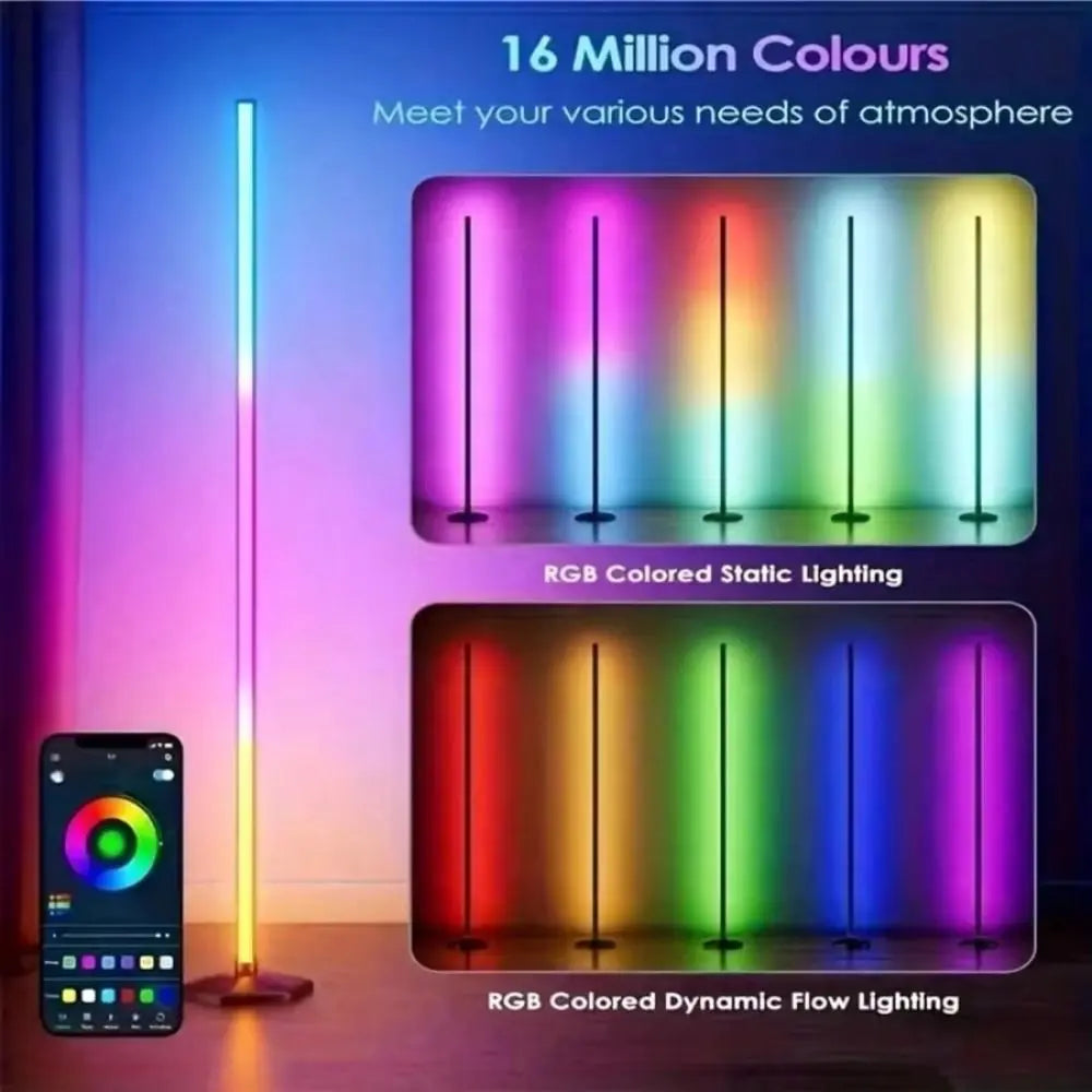 Remote Control Smart LED Floor Lamp Music Sync Dual Control Modes Corner Lighting Timer Function APP Control RGB Floor Lamp