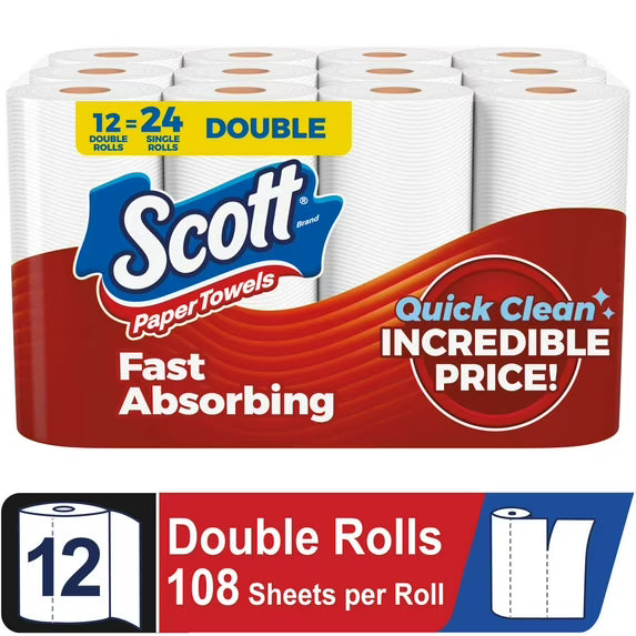 Scott Paper Towels Choose-A-Sheet 12 Double Rolls