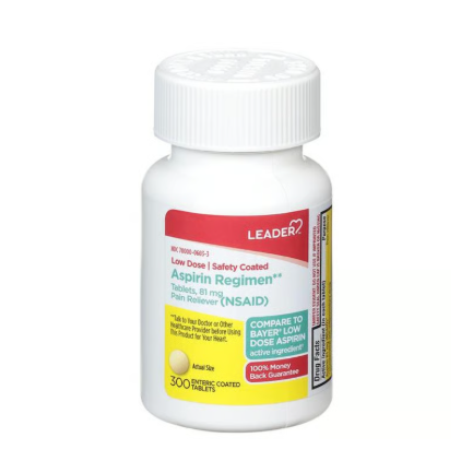 LEADER™ Aspirin Regimen 81 mg Tablet, 300 EA