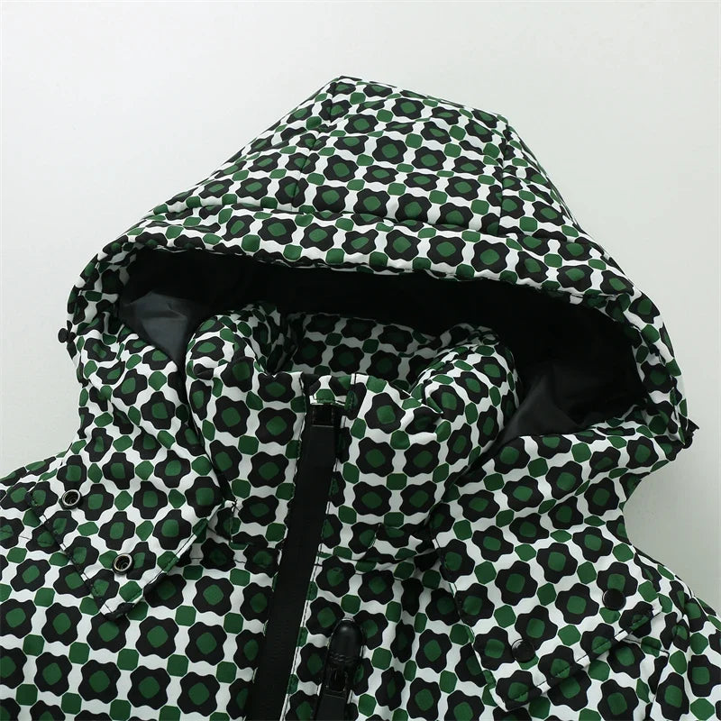 Women's Winter Hooded High Waist Padded Sport Parkas Coats with Belt Female Elegant Thick Warm Pockets Windproof Skiing Jackets