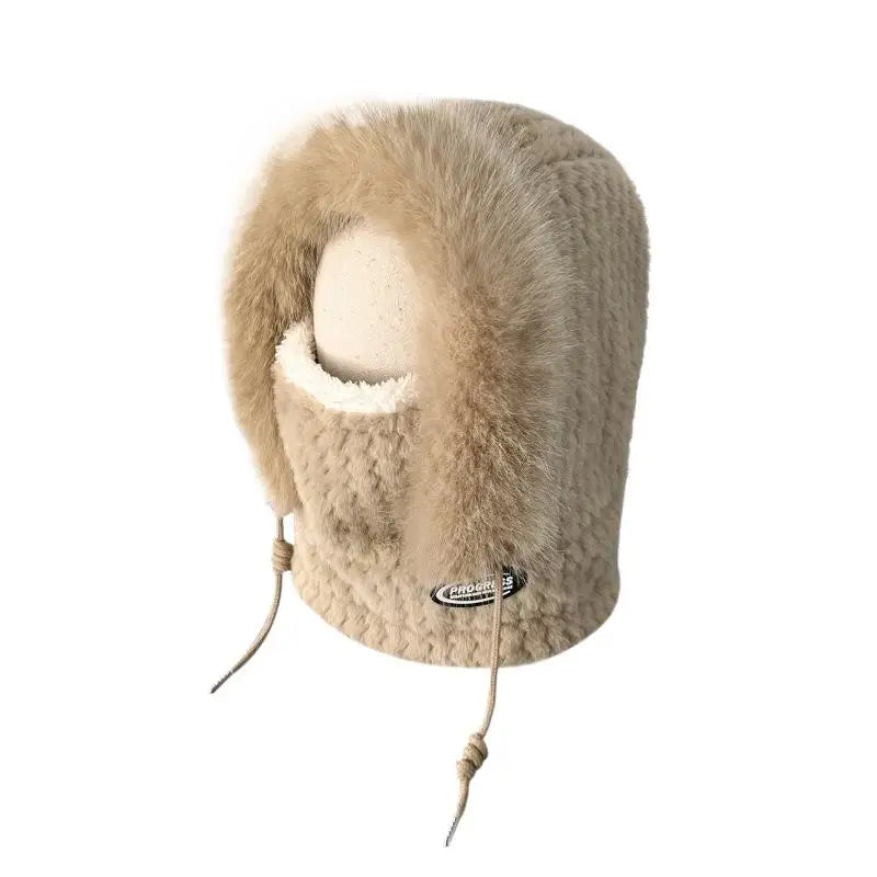 Simple Solid Color Cycling Windproof Cap Thickened Neck Warmer Ear Protection Hat Keep Warm Windproof Winter Hat Scarf Set