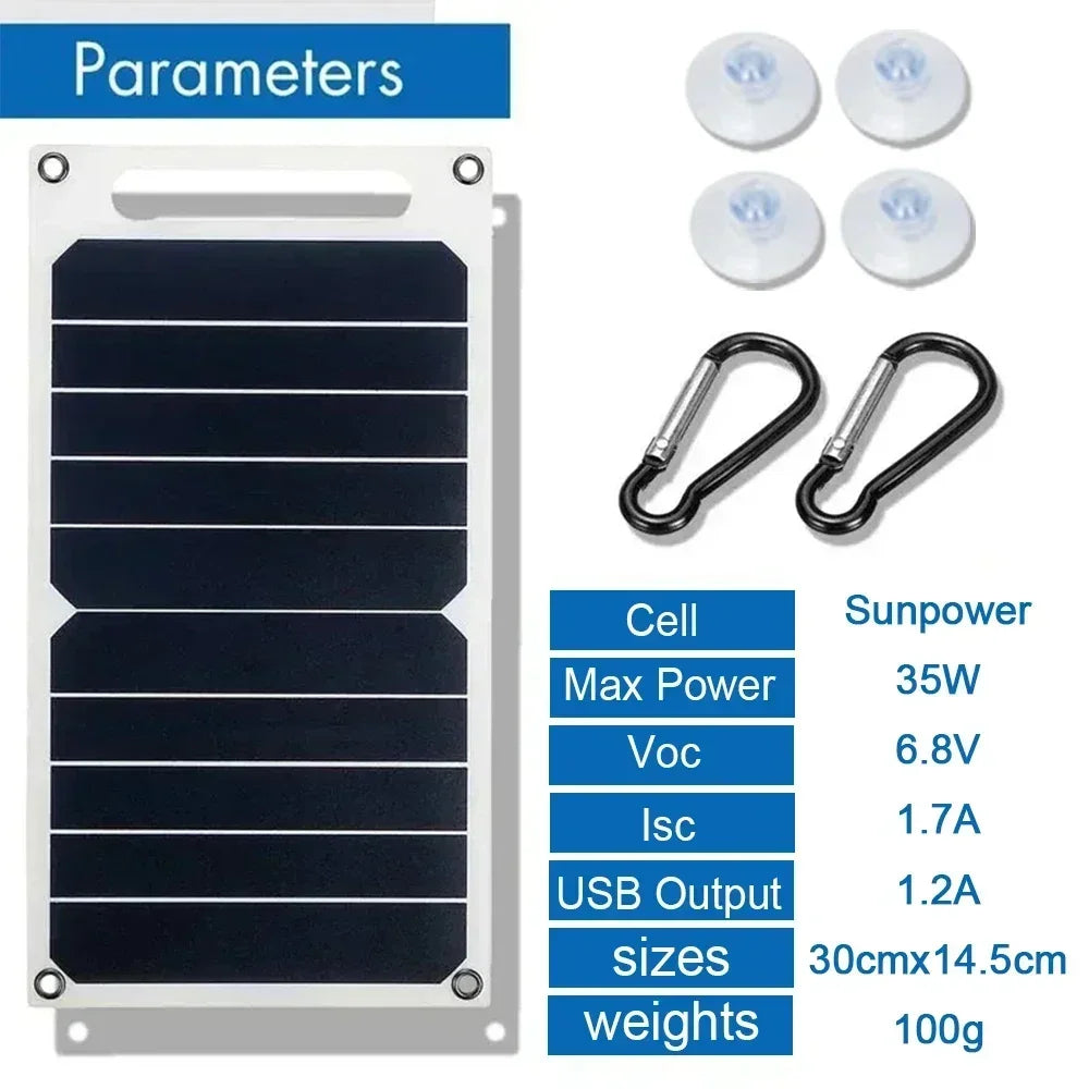 (U.S Stock) 35W Portable Foldable Solar Charger Panel Dual USB Ports Fast Charging  Power Bank iPhone Camping Outdoor Travel
