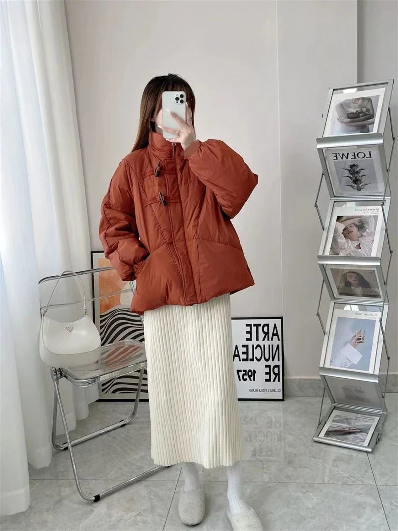 Women's Jacket New Korean Version Stand Collar Short Cotton-padded Jacket Thickening Warm Parkas Winter Vintage Coat