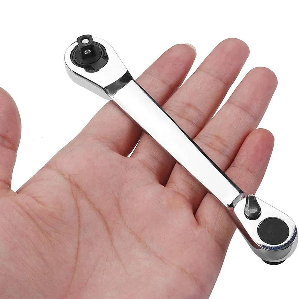 Mini Double Headed Ratchet Wrench 1/4 Inch Drive Socket Screwdriver Bit Driver Quick Release Ratchet Wrench Hand Tools