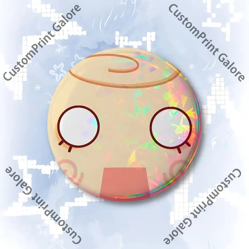 Cute Funny S-Shelly W-Wold Customizable Badge Tinplate Brooch Laser Film Lapel Pin for Decoration Party Small Gifts