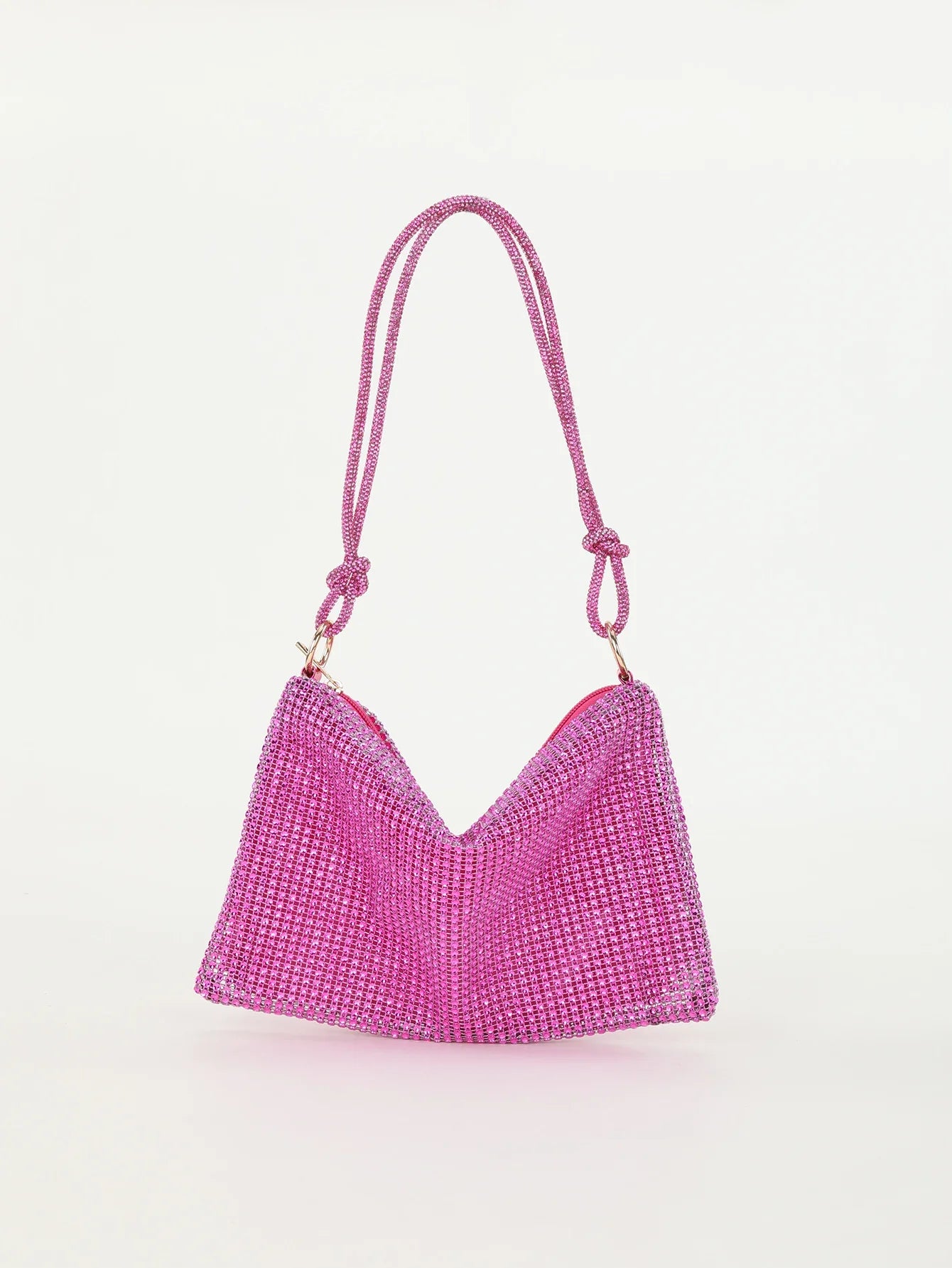 Shiny Rhinestone Woman Handbags | Underarm Crescent Evening Bag for Weddings, Parties & Gatherings (Sparkling Half Moon Purse)