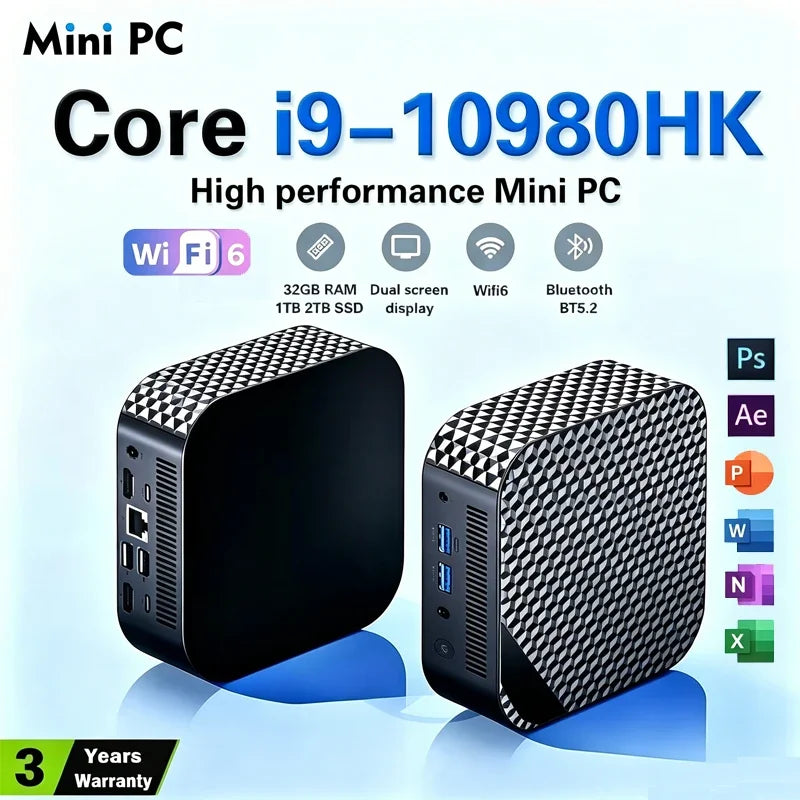 Compact Mini Gaming PC Intel i9 10980HK 16GB 32GB RAM 1TB 2TB SSD 4K HD Home Office Desktop Device