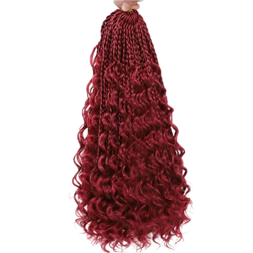 Ombre Goddess Box Braids Crochet Hair with Curly Ends | 14 Inch | 1-6 Packs