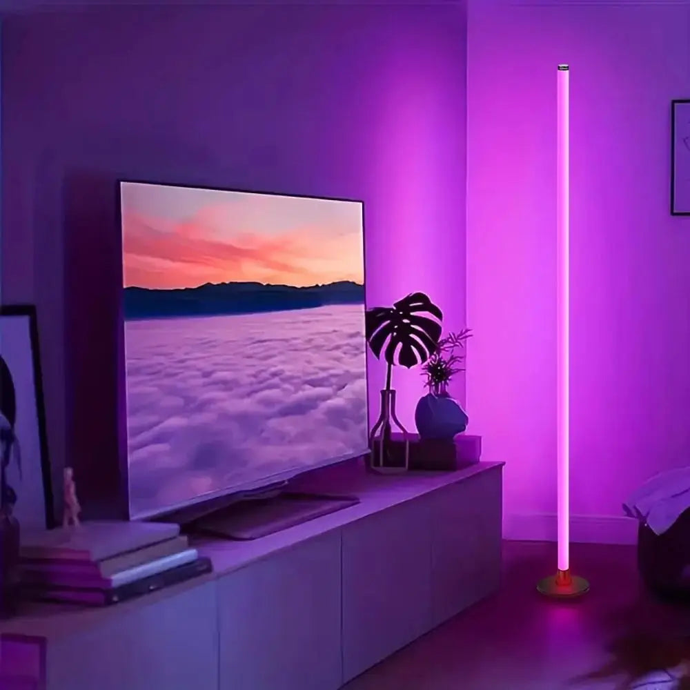 Remote Control Smart LED Floor Lamp Music Sync Dual Control Modes Corner Lighting Timer Function APP Control RGB Floor Lamp