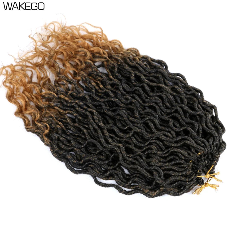 Goddess Faux Locs Crochet Hair | 18" Soft Curly Braids | Ombre Dreadlocks Extensions | 24 Strands/Pack