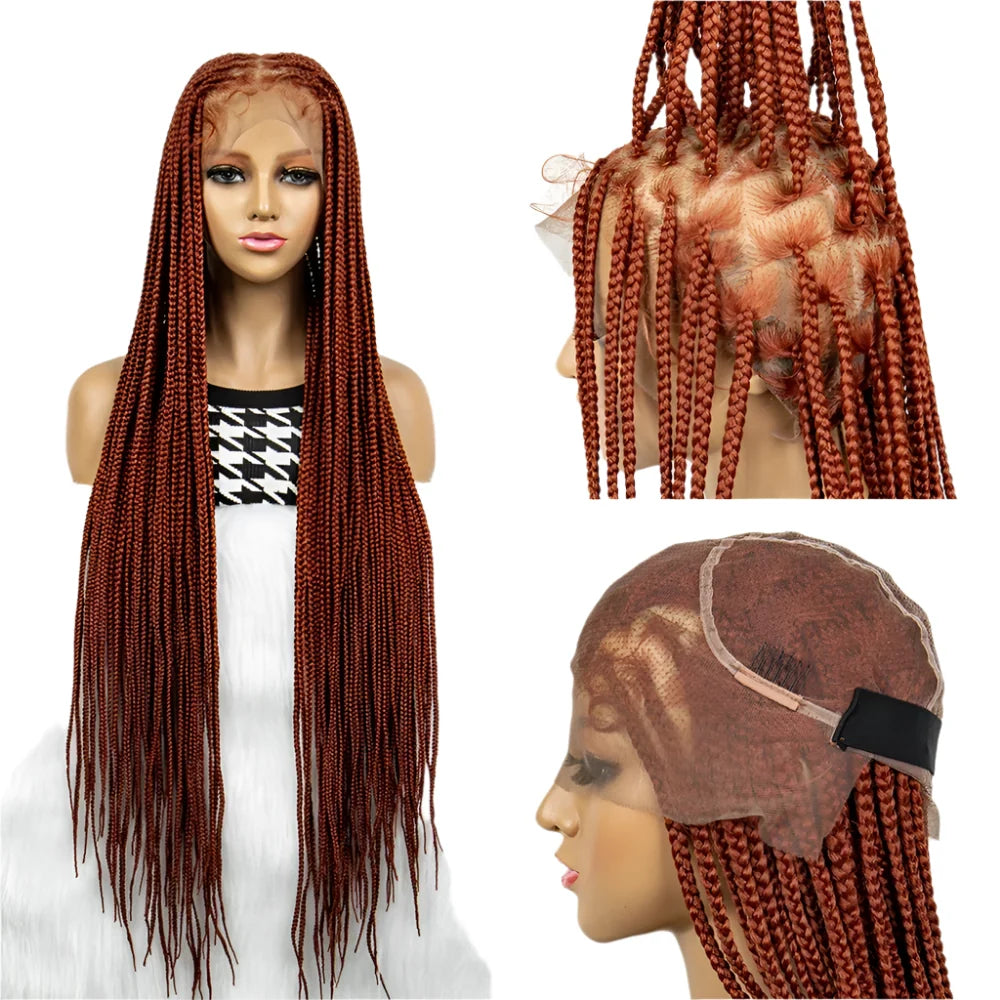 HD Full Lace Knotless Box & Cornrow Braided Wig | Transparent Lace | Synthetic Crochet Braids for Black Women
