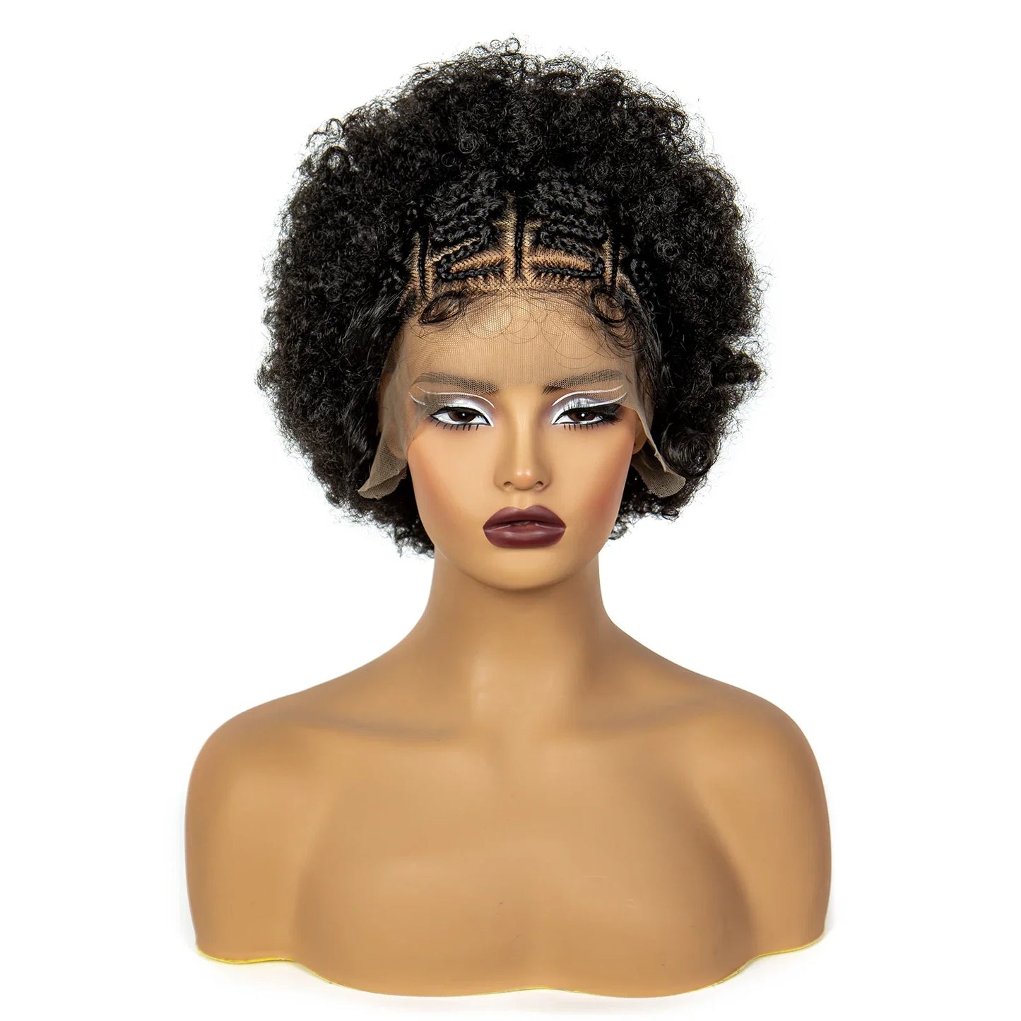 Burgundy Afro Curly Braids Bob Wig | 13x6 Lace | Baby Hair | Bouncy Curls