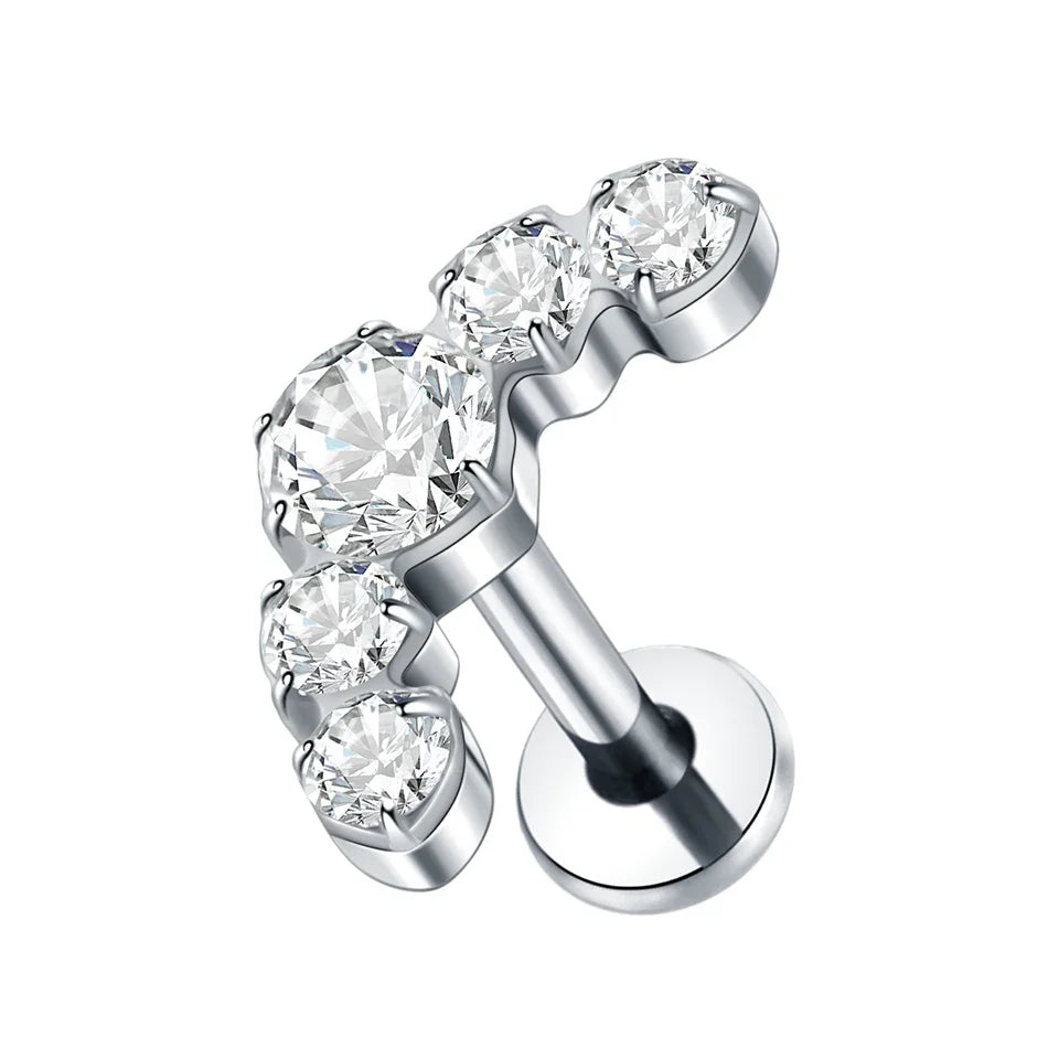 1Pc G23 Titanium Cartilage Stud Earrings for Women Lip Stud Labret Piercing Helix Daith Piercing Body Jewelry