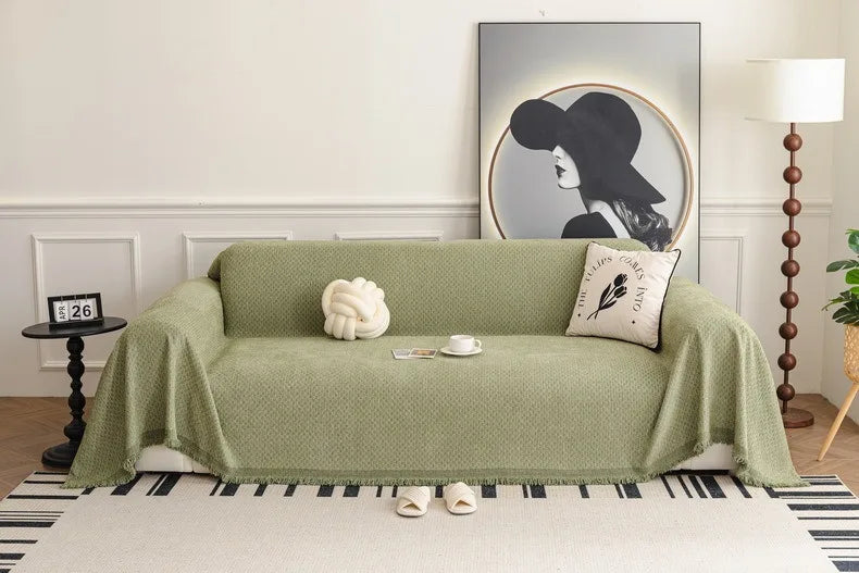 Solid Color Sofa Throw Blanket Non-slip Sofa Slipcovers Pets Kids Dust-proof Couch Armchair Covers Camping Picnic Blankets Home