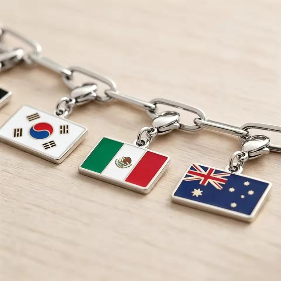 10mm Country Flag Charms Pendant Necklace Bracelet Keychain Bagchain Stainless Steel  Jewelry A Commemorative Gift For A Friend