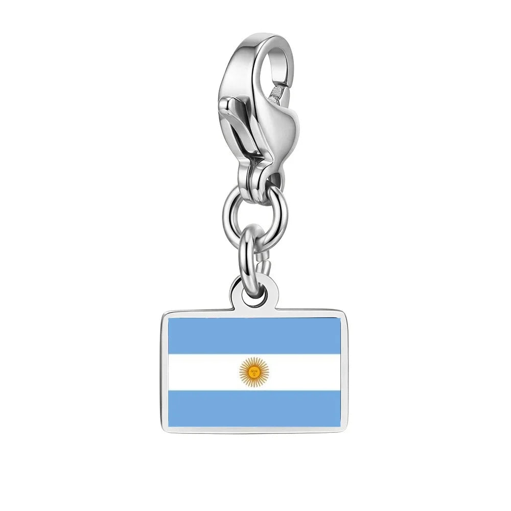 10mm Country Flag Charms Pendant Necklace Bracelet Keychain Bagchain Stainless Steel  Jewelry A Commemorative Gift For A Friend