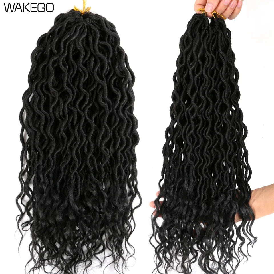 Goddess Faux Locs Crochet Hair | 18" Soft Curly Braids | Ombre Dreadlocks Extensions | 24 Strands/Pack