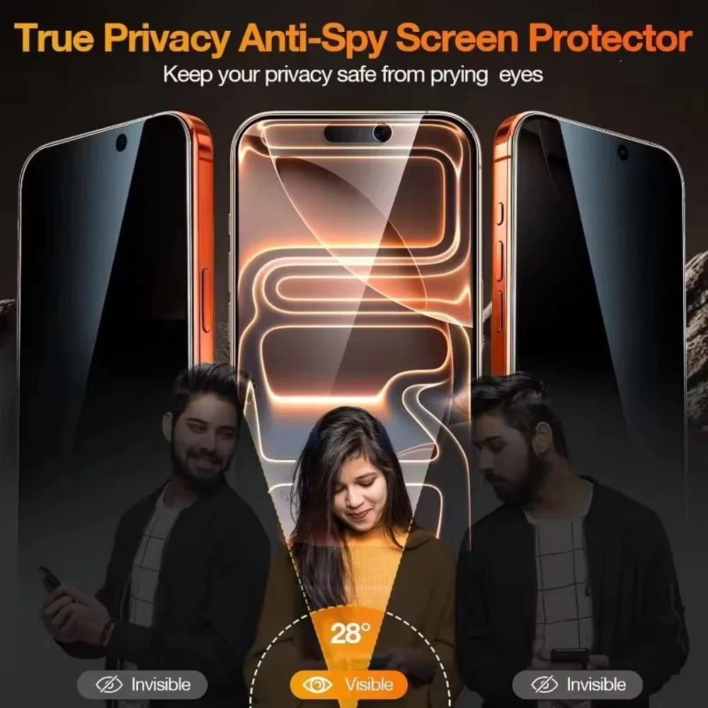 5PCS Privacy Screen Protector Dust Free Installation Protector for iPhone 17 16 15 14 13 12 11 18Pro Max Anti-Spy Tempered Glass