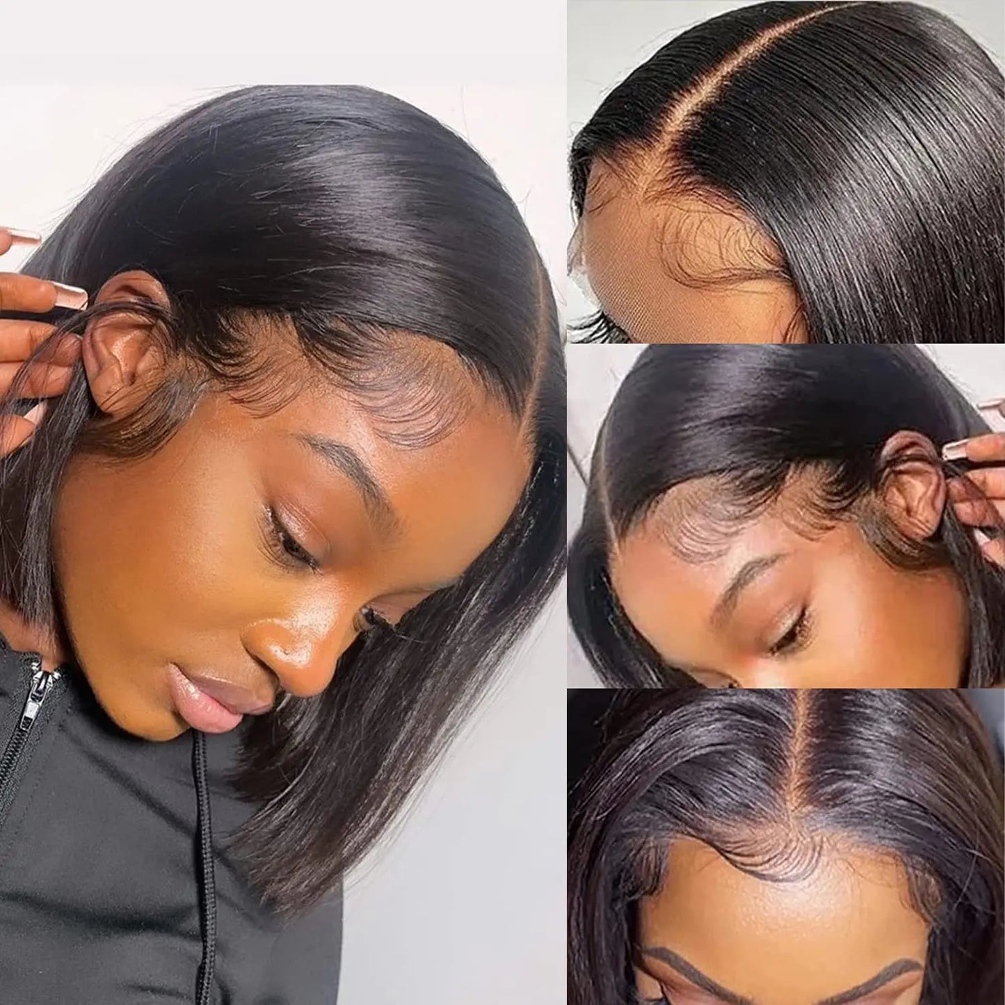 Short Straight Bob Lace Front Wig | 13x4 Brazilian Human Hair for Black Women (Pre-Plucked with Baby Hair)