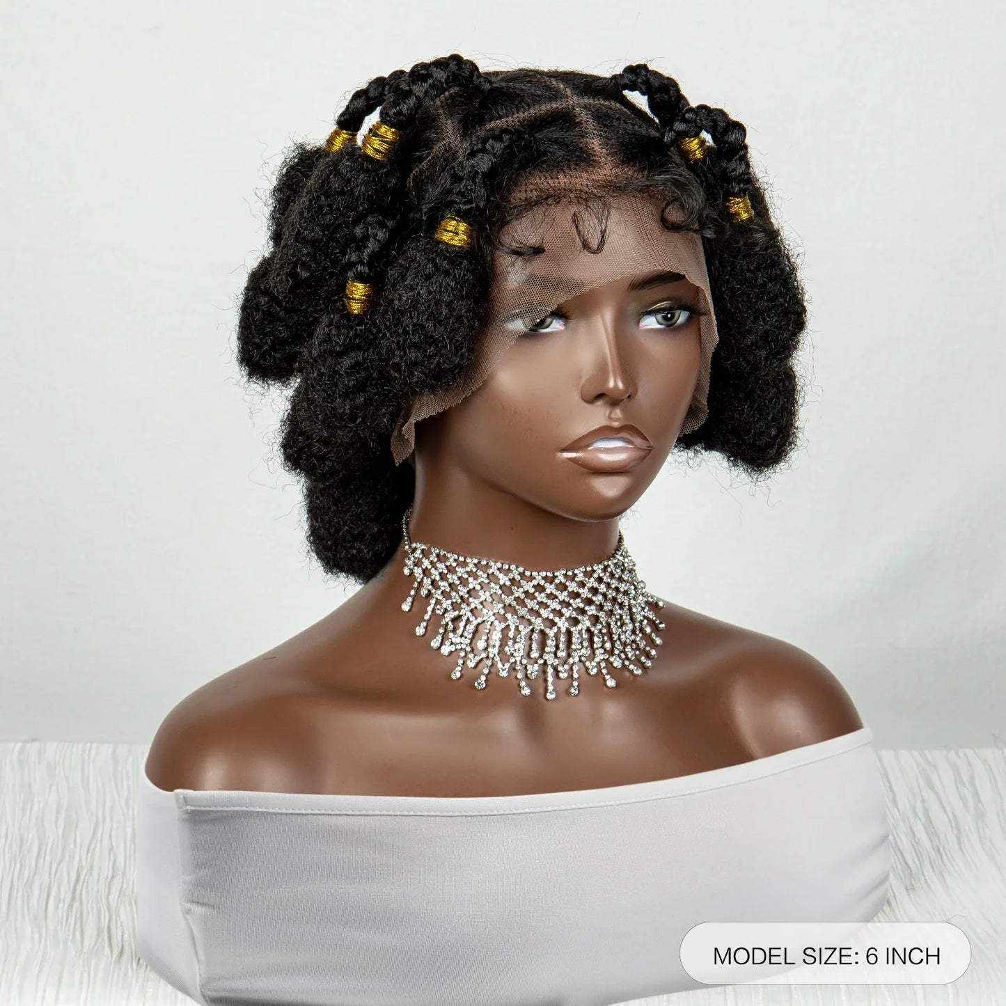 Handmade Bantu Knots Braided Wig | Short Knotless Braids | Full Lace Wig with Baby Hair | Synthetic Braiding Wig for Black Women