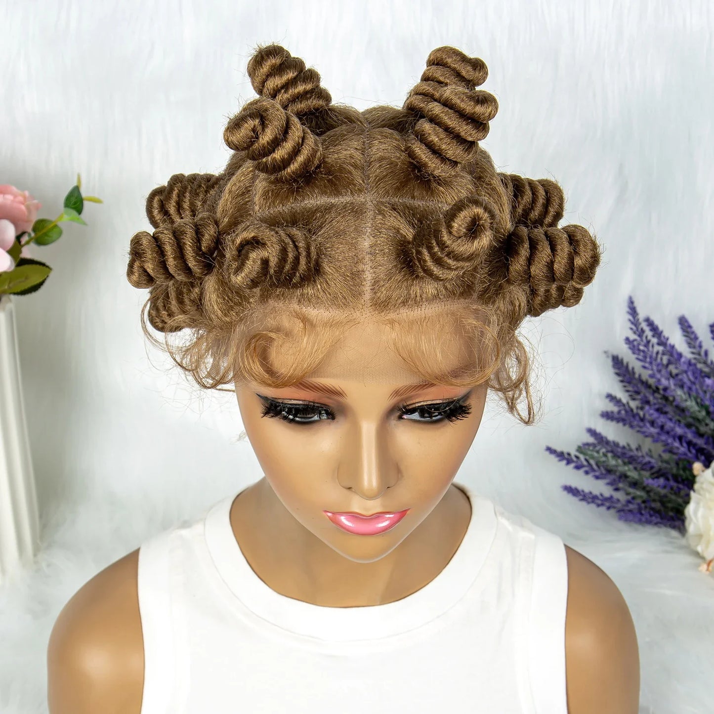 Knotless Braids Wig with Twist Buns | Full Lace African Braiding Hair