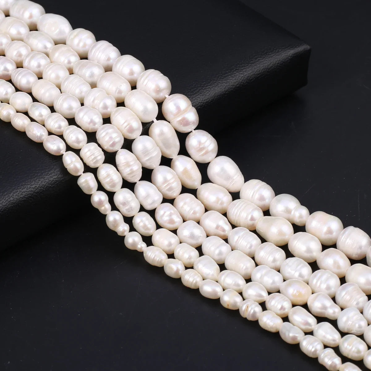 A Natural Freshwater Pearl Bead Rice Shape Christmas Gift Ladies White Jewelry Making DIY Fashion Bracelet Necklace Accessories
