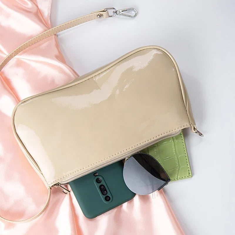 Retro Solid Color PU Leather Shoulder Bag | Fashionable Women's Casual Designer Hobo Underarm Handbag (Baguette Shape, All Seasons)