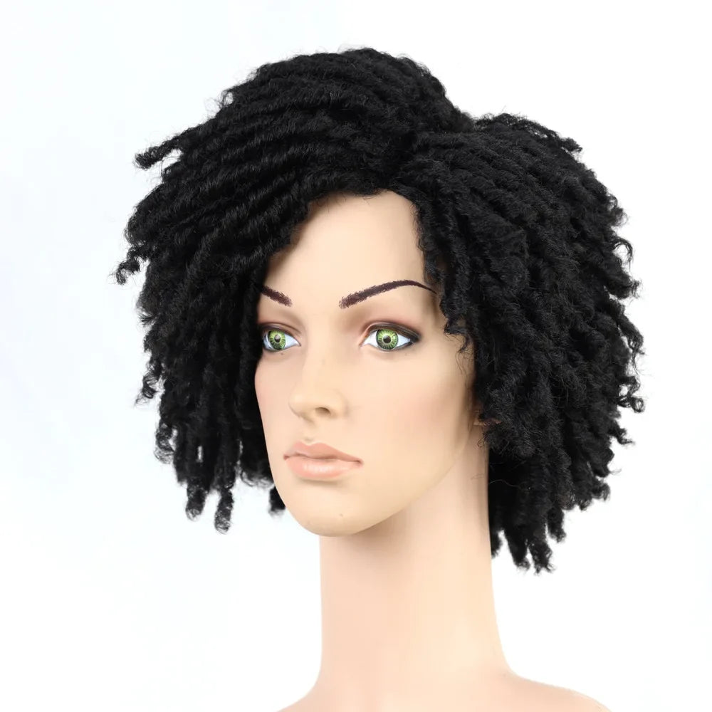 10" Braided Bob Wig | Afro Dreadlock Wig | Curly Ends | Synthetic Crochet Wig | Cosplay