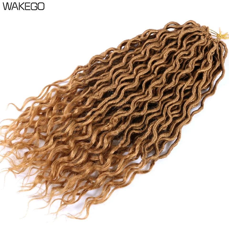 Goddess Faux Locs Crochet Hair | 18" Soft Curly Braids | Ombre Dreadlocks Extensions | 24 Strands/Pack