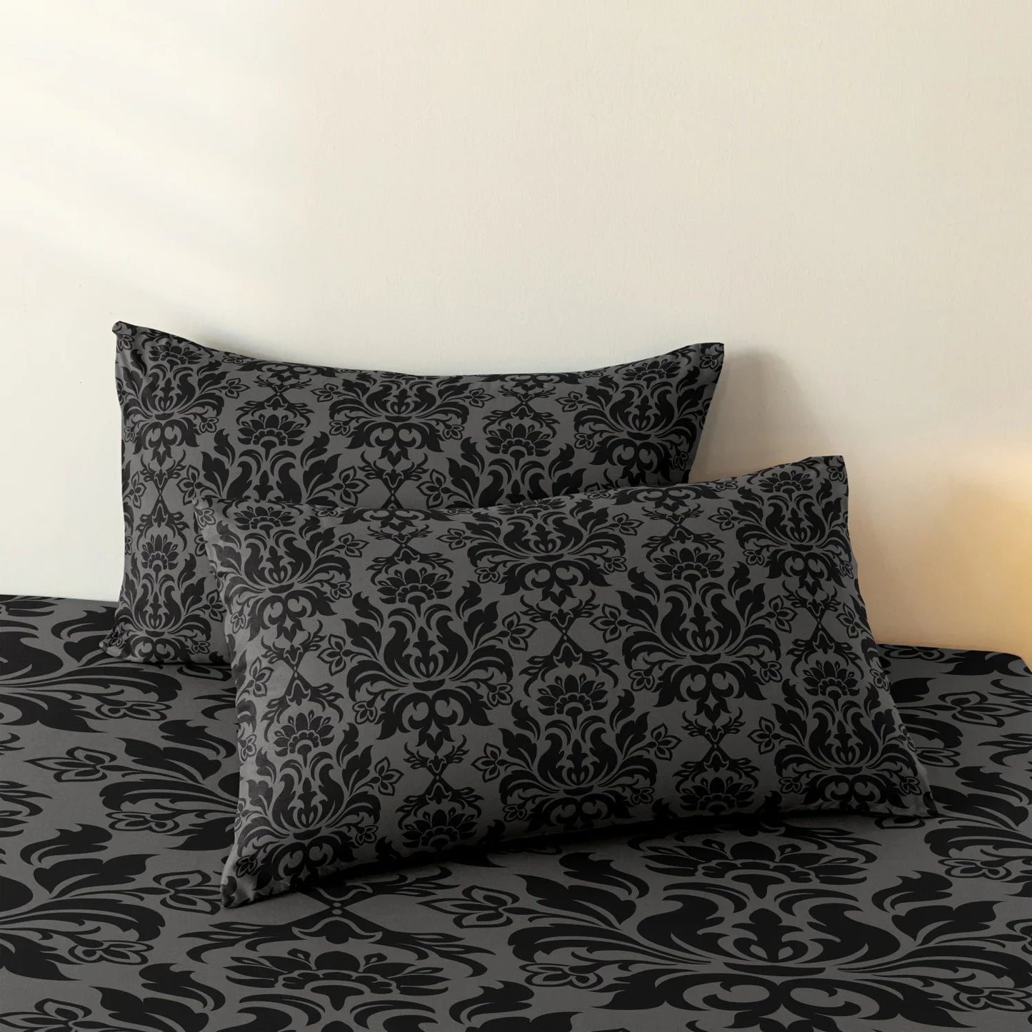 3Pcs Black Grey Textured Print Duvet Cover Bedding Set Included 1 Duvet Cover & 2 Pillowcases For Bedroom Guest Room Dorm Decor