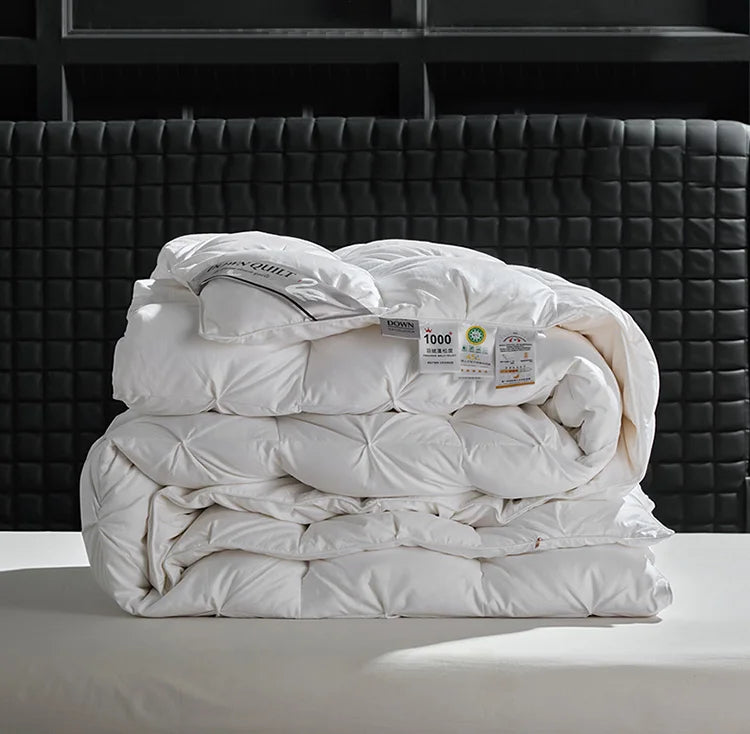 Luxury 100% White Goose down Comforter Winter Warm Duvet Extra Large Double Single Lightweight 3D Bread Design Pleated Edge