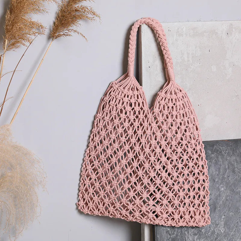 Women's Large Capacity Straw Handbag Totes | Hollow Out Shoulder Bags & Vintage Travel Beach Bag (Shopping Pack)
