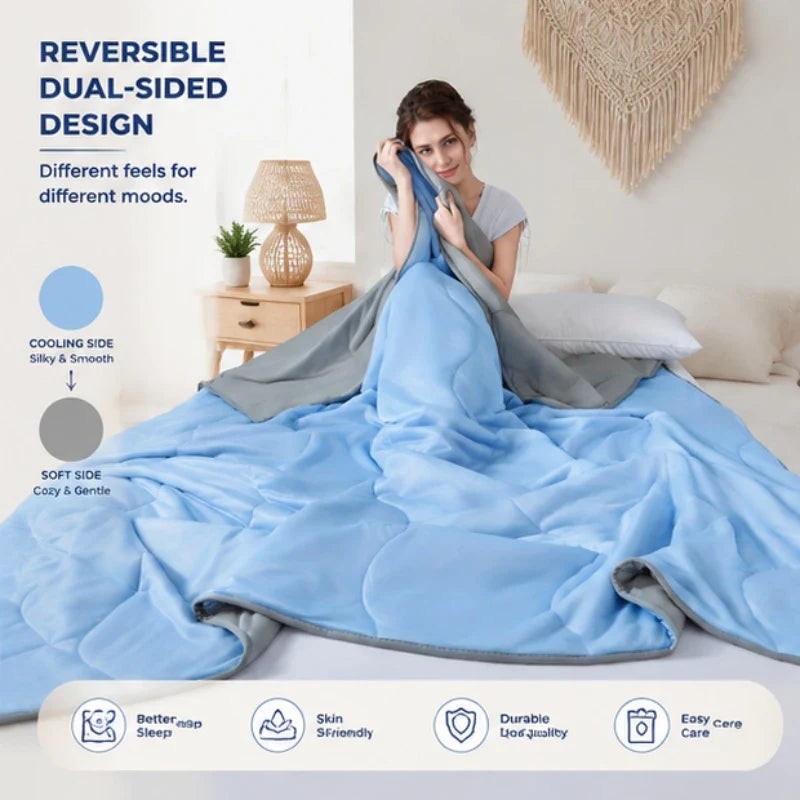 Breathable Cooling Summer Duvet Solid Color Lightweight Soft Cool Touch Comforter Quilt For Bedroom Indoor AC Daily Sleep
