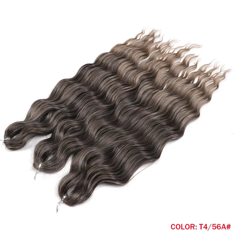 24" Orange Twist Crochet Hair | Synthetic Deep Wave Braiding Hair Extensions | Water Wave Hair | Heat Resistant Fiber | 60 Strands/Pack