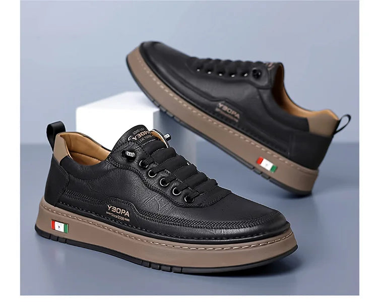 New Large Size 38-48 Leather Men's Sneakers Fashion Casual Men's Platform Sneakers Spring Autumn Designer Board Shoes Man
