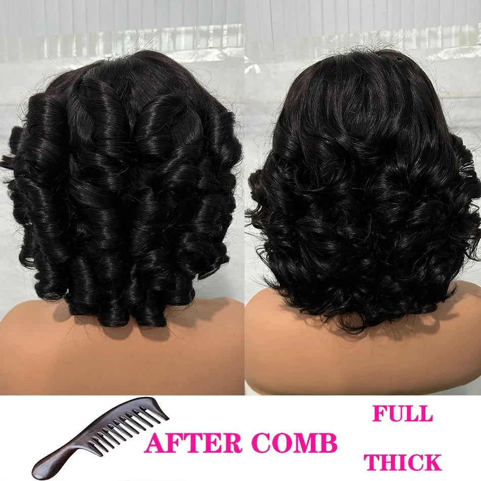 100% Human Hair Curly Bob Wigs | 5x5 HD Lace Closure, Glueless Ready to Wear