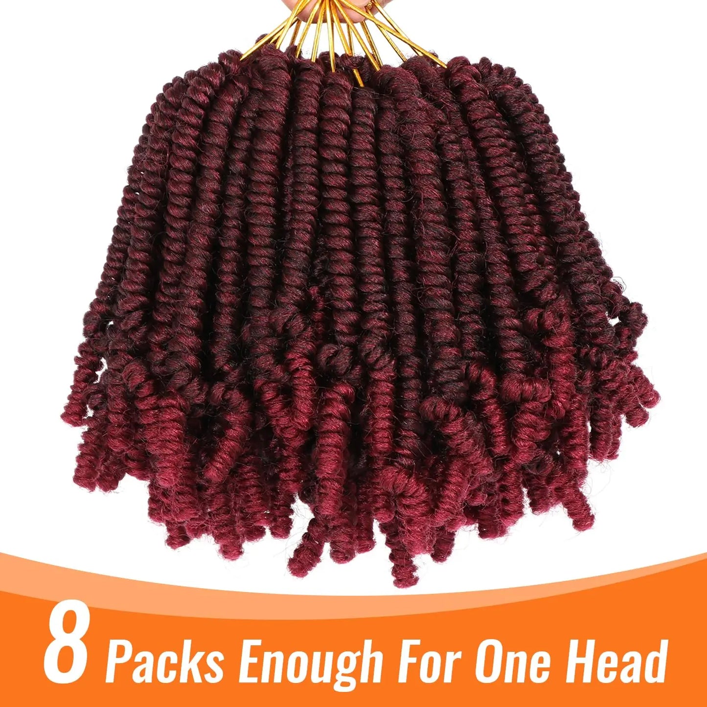 Bob Spring Twist Crochet Hair | Pre-Twisted Passion Twists | Pre-Looped Braids | 6-8 Inch | 20 Strands/Pack